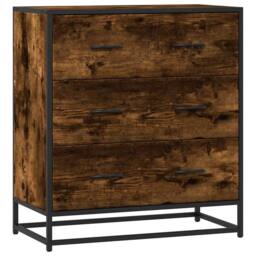 Berkfield Home Sideboard Smoked Oak 68x35x76 cm Engineered Wood & Metal in Brown - Size: 68 x 35 x 76 cm - thumbnail 1