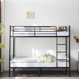 NESTLUNE Metal Bunk Bed 3FT Single Bed Rail with Ladder in Black - thumbnail 6