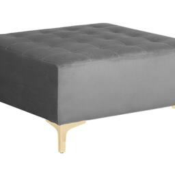 Wyld and Coco Grey Velvet Tufted Ottoman with Gold Legs - thumbnail 2