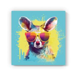 "Warren Reed - Designer Splashart Wallaby In Glasses Canvas - Size: W16"" x H16""" - thumbnail 2