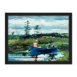 "Artery8 Wall Art Print Winslow Homer The Blue Boat Large Framed Wall Décor Art in Light Oak - Size: W18"" x H24""" - thumbnail 1