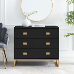 Melody Maison Large 3 Drawer Chest Of Drawers - Elle Black Range - thumbnail 5