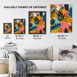 "Artery8 Wall Art Print Plant Leaves Pattern Colourful Abstract Nature Poster - Size: W18"" x H24""" - thumbnail 3
