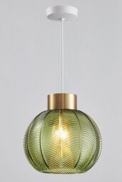 Harper Living Glass Easy Fit Pendant Shade 21cm Diameter in Green - thumbnail 1