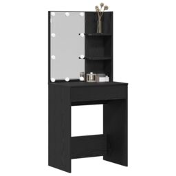 Berkfield Home LED Dressing Table in Black Oak, 60x40x140 cm, Made of Engineered Wood - Size: 60 x 40 x 140 cm - thumbnail 3