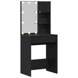 Berkfield Home LED Dressing Table in Black Oak, 60x40x140 cm, Made of Engineered Wood - Size: 60 x 40 x 140 cm - thumbnail 2