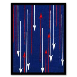 Artery8 Furuya Korin Framed Wall Art Print Red Blue Arrows Textile Pattern - Size: A4 - thumbnail 1