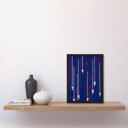 Artery8 Furuya Korin Framed Wall Art Print Red Blue Arrows Textile Pattern - Size: A4 - thumbnail 2