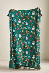 Catherine Lansfield 'Christmas Icons' Cosy Fleece Blanket Throw in Green - Size: 130 cm x 170 cm - thumbnail 3