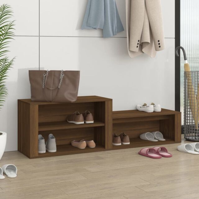 Berkfield Home Shoe Cabinet Brown Oak 150x35x45 cm Engineered Wood - Size: 150 x 35 x 45 cm - image 1