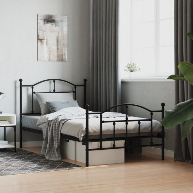Berkfield Home Metal Bed Frame with Headboard & Footboard Black 100x190 cm - image 1