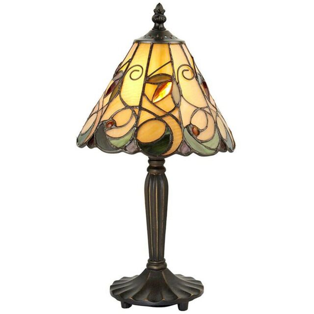 Loops Tiffany Glass Table Lamp Light Dark Bronze & Amber Bead Art Nouveau Shade i00209 in Clear - image 1