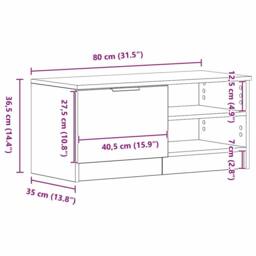 Berkfield Home TV Cabinet Black Oak 80x35x36, 5 cm Engineered Wood - thumbnail 9