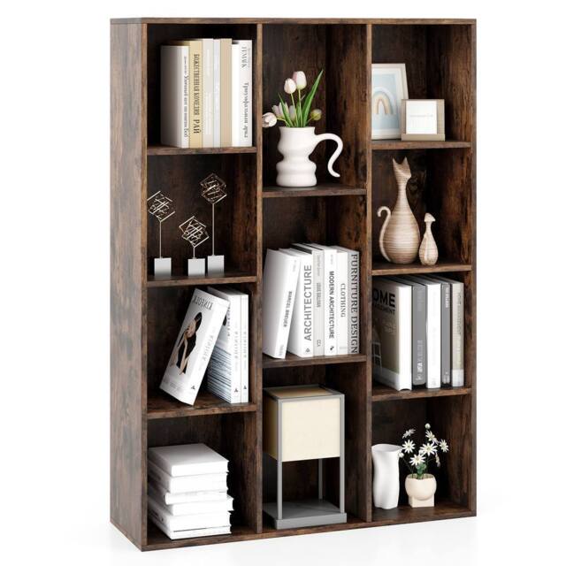 Costway 11 Cubes Bookcase Modern Geometric Bookshelf Book Storage Organizer in Brown - image 1
