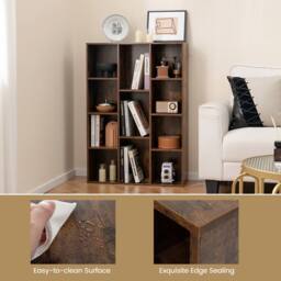 Costway 11 Cubes Bookcase Modern Geometric Bookshelf Book Storage Organizer in Brown - thumbnail 6