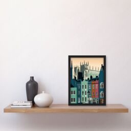 Artery8 York Minster & Shambles Street Cityscape Artwork Framed Wall Art Print A4 in Black - thumbnail 2
