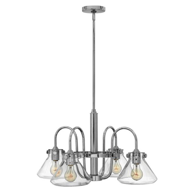 Loops 4 Bulb Chandelier Hanging Pendant LIght Chrome LED E27 100W Bulb