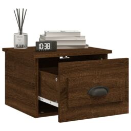 Berkfield Home Wall-mounted Bedside Cabinet Brown Oak 41.5x36x28cm - Size: 41.5x36x28 cm - thumbnail 4