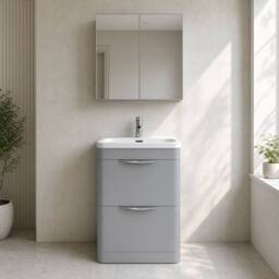Balterley Aldershawe 2, Thin Edge Ceramic Basin, 600mm, Grey, Freestanding in Grey - thumbnail 6