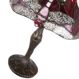 Happy Homewares Hand Crafted Stained Glass Dragonfly Tiffany Table Lamp in Red - Size: 8 inches - thumbnail 4