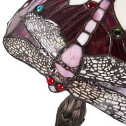 Happy Homewares Hand Crafted Stained Glass Dragonfly Tiffany Table Lamp in Red - Size: 8 inches - thumbnail 3
