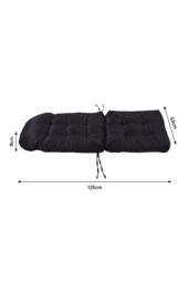 Living and Home 125CM x 53CM Outdoor Waterproof Seat Cushion with Fixing Straps in Black - Size: 125 cm x 53 cm - thumbnail 3