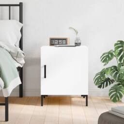 Berkfield Home Bedside Cabinet White 40x40x50 cm Engineered Wood - Size: 40 x 40 x 50 cm - thumbnail 2