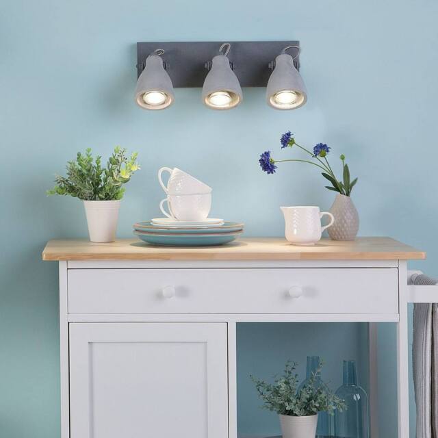 Wyld and Coco Three Light Wall Lamp Grey Concrete Industrial Sconce Adjustable - image 1