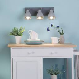 Wyld and Coco Three Light Wall Lamp Grey Concrete Industrial Sconce Adjustable