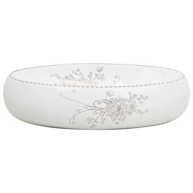 Berkfield Home Durable Countertop Basin White Oval 59x40x15 cm Ceramic - Size: 59 x 40 x 15 cm - image 1