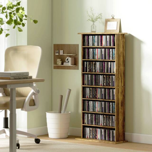 HOMCOM CD Storage Unit DVD Tower Blu-ray Storage Shelf for Living Room Brown - image 1