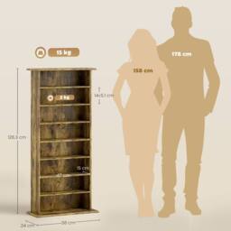 HOMCOM CD Storage Unit DVD Tower Blu-ray Storage Shelf for Living Room Brown - thumbnail 3