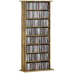 HOMCOM CD Storage Unit DVD Tower Blu-ray Storage Shelf for Living Room Brown - thumbnail 2