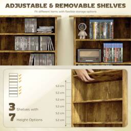 HOMCOM CD Storage Unit DVD Tower Blu-ray Storage Shelf for Living Room Brown - thumbnail 6
