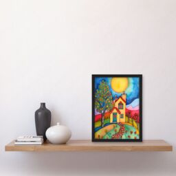 Artery8 English Country Home Folk Art Artwork Framed Wall Art Print A4 in Black - thumbnail 2