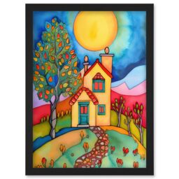 Artery8 English Country Home Folk Art Artwork Framed Wall Art Print A4 in Black - thumbnail 1