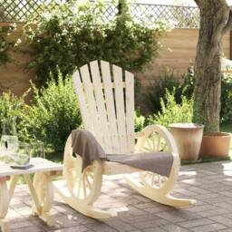 Berkfield Home Rocking Adirondack Chair Solid Wood Fir in Light Oak - thumbnail 3