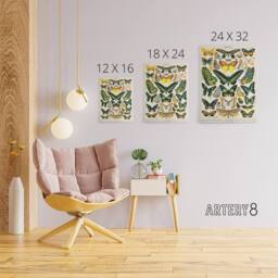 "Artery8 Millot Encyclopedia Page Butterflies Canvas Wall Art Print - Size: W24"" x H32""" - thumbnail 4