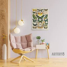 "Artery8 Millot Encyclopedia Page Butterflies Canvas Wall Art Print - Size: W24"" x H32""" - thumbnail 3