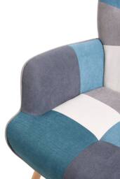 H&O Direct Blue Colour Block Upholstered Wingback Armchair with Footstool - thumbnail 5