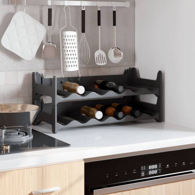 Berkfield Home Wine Rack for 12 Bottles PP Stackable in Charcoal - image 1