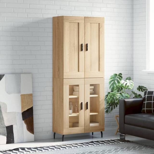 Berkfield Home Highboard Sonoma Oak 69.5x34x180 cm Engineered Wood in Natural - image 1