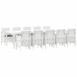 Berkfield Home 11 Piece Garden Dining Set with Cushions White Poly Rattan - thumbnail 1