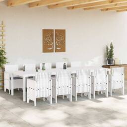 Berkfield Home 11 Piece Garden Dining Set with Cushions White Poly Rattan - thumbnail 3