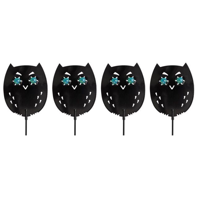 mysmartbuy 4 x Life-Sized Decoy Owls - Weatherproof Bird, Cat, Rodent & Small Mammal Garden Scaring Device with Realistic Reflective Eyes in Black - image 1
