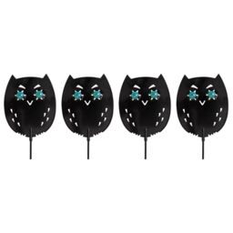 mysmartbuy 4 x Life-Sized Decoy Owls - Weatherproof Bird, Cat, Rodent & Small Mammal Garden Scaring Device with Realistic Reflective Eyes in Black - thumbnail 1