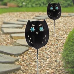 mysmartbuy 4 x Life-Sized Decoy Owls - Weatherproof Bird, Cat, Rodent & Small Mammal Garden Scaring Device with Realistic Reflective Eyes in Black - thumbnail 2