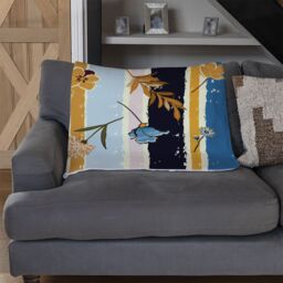 Benjamin Tate Design Beautiful Meadow Flowers On Candy Colorful Brush Stripe Blanket in Natural - Size: 120 cm x 150 cm - thumbnail 2