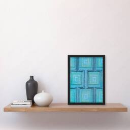 Artery8 Squares Geometric Blue Pattern Japan Framed Wall Art Print Furuya Korin - Size: A4 - thumbnail 4
