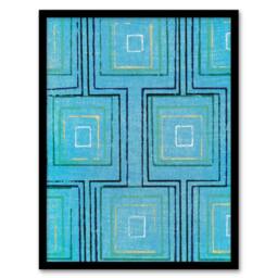 Artery8 Squares Geometric Blue Pattern Japan Framed Wall Art Print Furuya Korin - Size: A4 - thumbnail 1